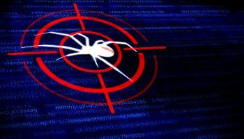 Digital malware concept – Black widow spider in the crosshairs