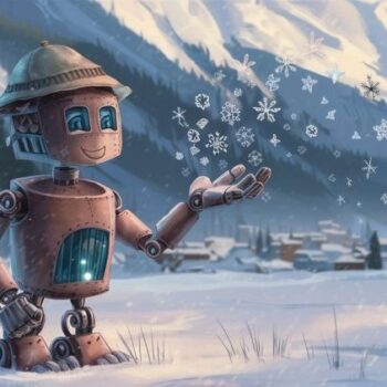 a_robot_enjoying_snowflakes