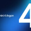 Gemini 4 Argon logo與大號數字4在藍色背景上.