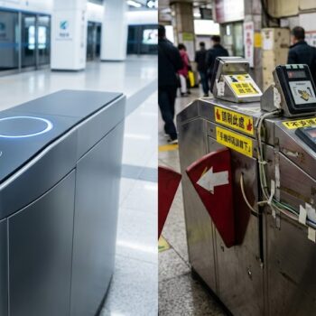 閘機與讀卡機展示香港智慧城市交通支付技術.