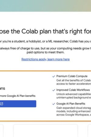 Google AI Pro Colab GPU 訂閱方案,提供 A100 80GB 和多個運算單元選項.