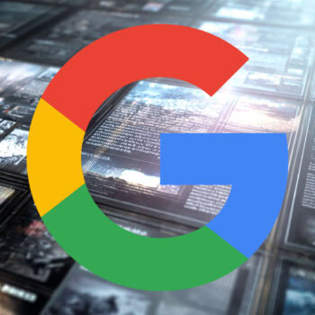 Google標誌在科技新聞背景中，象徵數位媒體與AI技術融合.